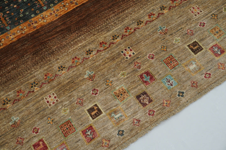 7x10 Gabbeh Brown Gray Kashkuli Persian Style Hand knotted Wool Area Rug