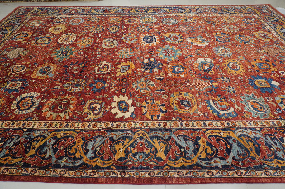 12x18 Red Afghan Hand knotted Large Oriental Area Rug - Yildiz Rugs