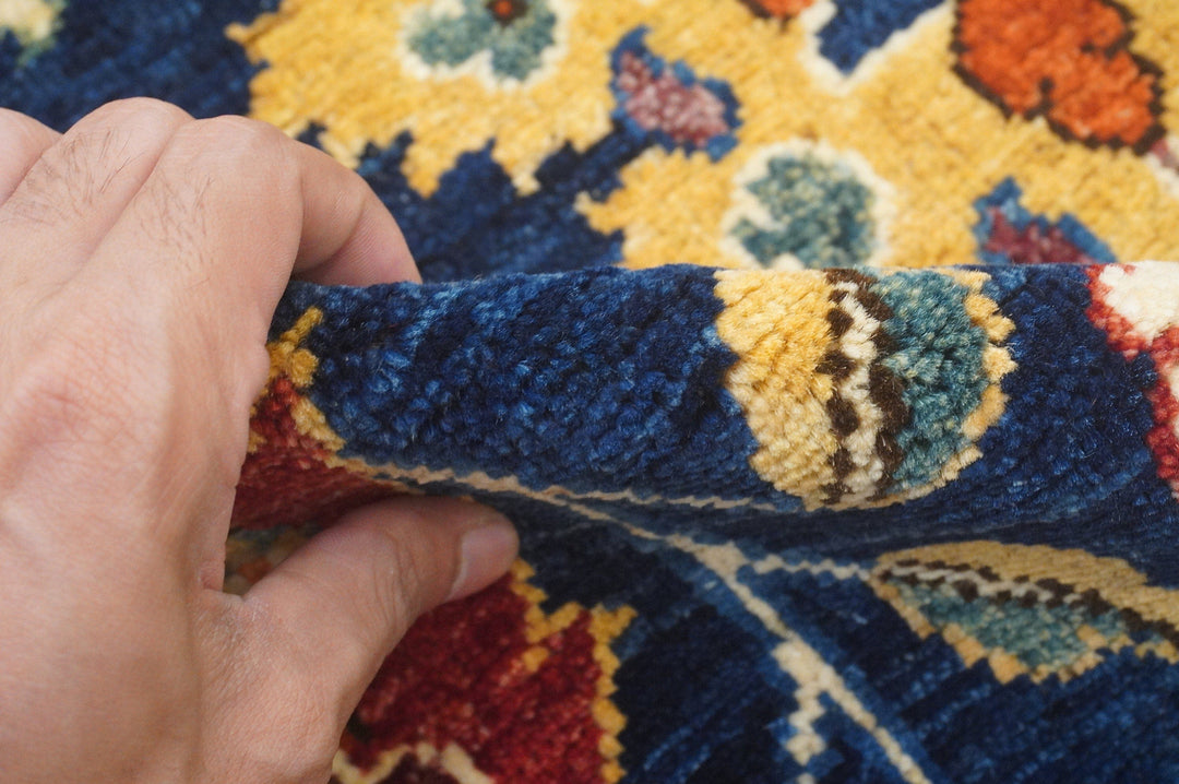 9x12 Bird Navy Blue Afghan Qashqai Hand knotted Wool Tribal Area Rug