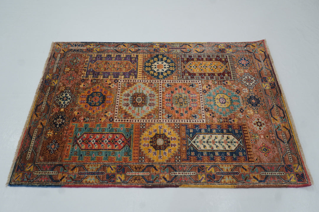 3x5 Brown Baluch Tribal Afghan Hand knotted Bohemian Area Rug - Yildiz Rugs