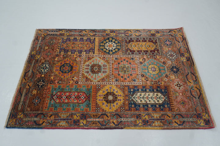 3x5 Brown Baluch Tribal Afghan Hand knotted Bohemian Area Rug - Yildiz Rugs