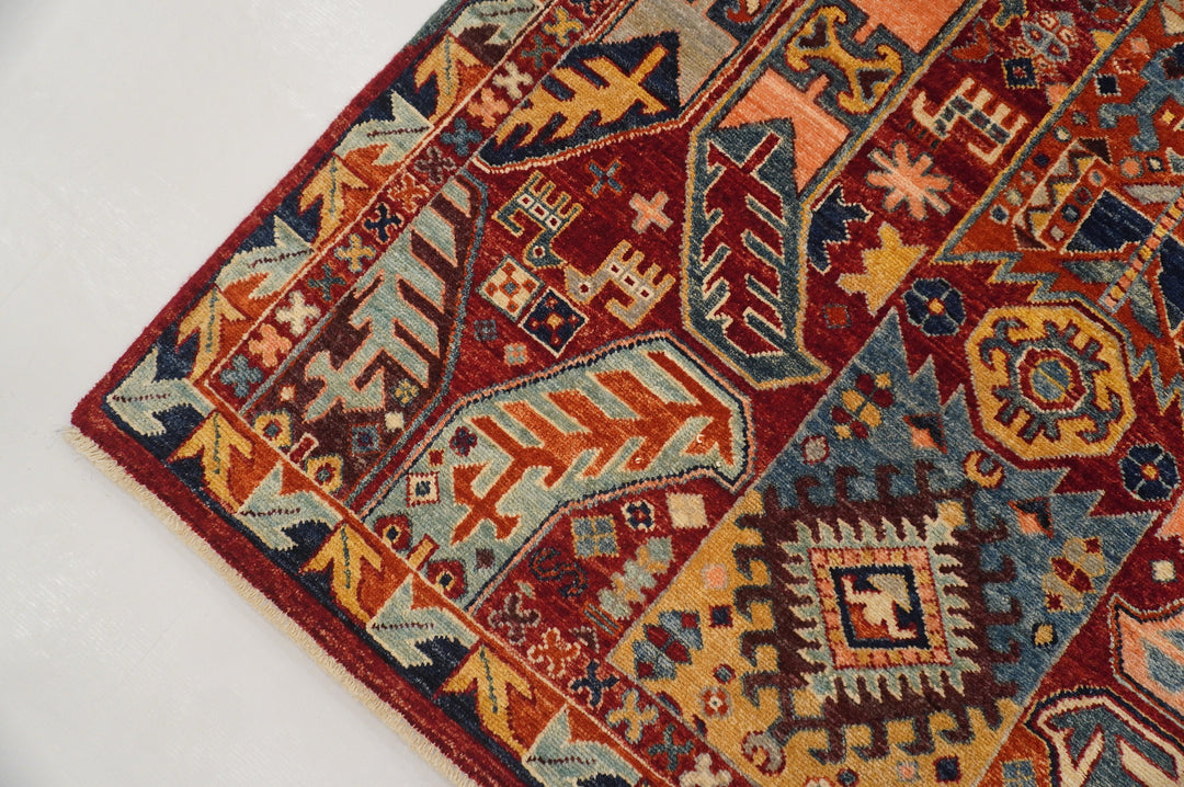 6x8 Red Baluch Samarkand Afghan Hand Knotted Tribal Rug