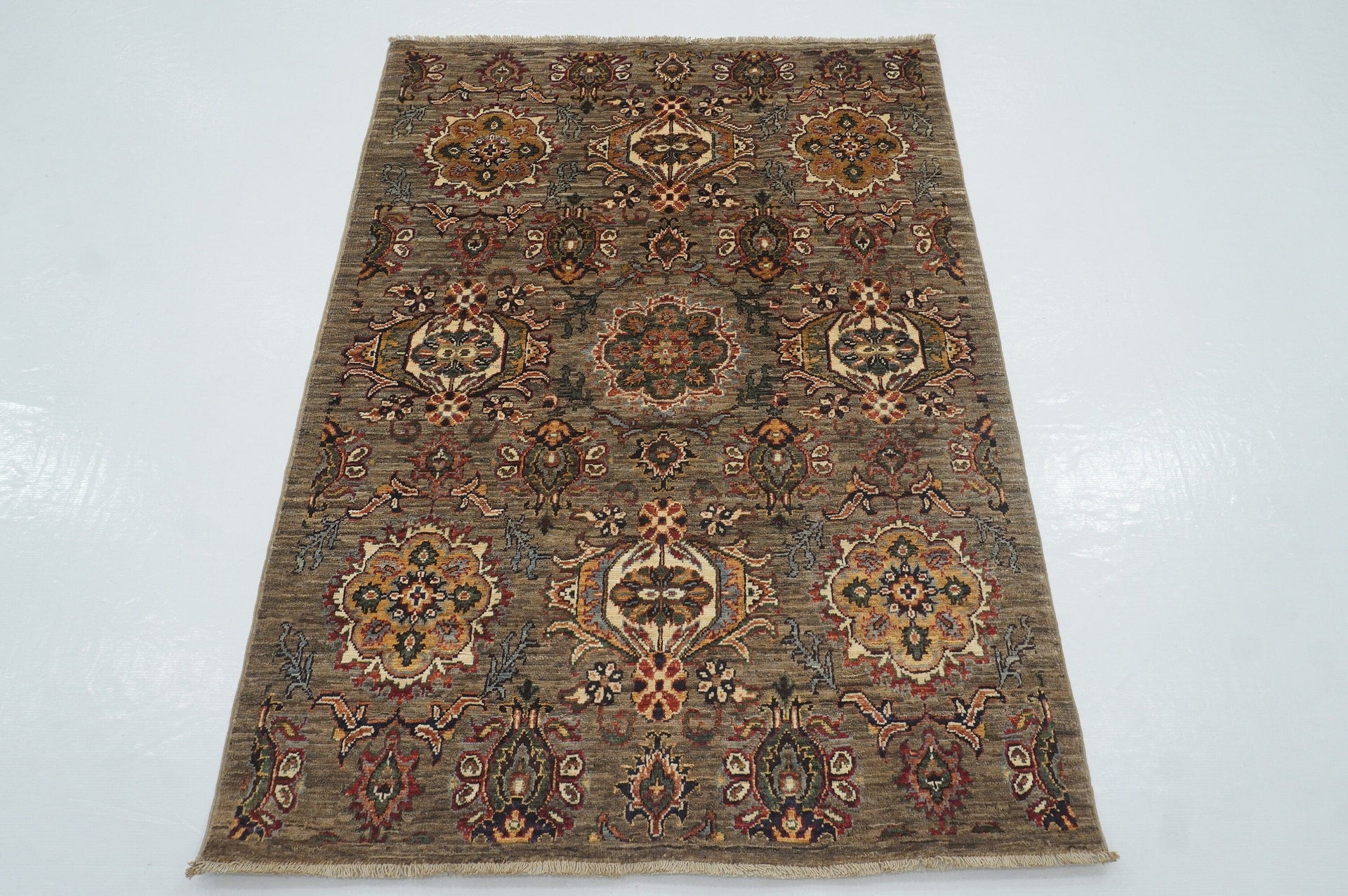 3x5 Gray Transitional Afghan Hand Knotted Wool Oriental Rug - Yildiz Rugs