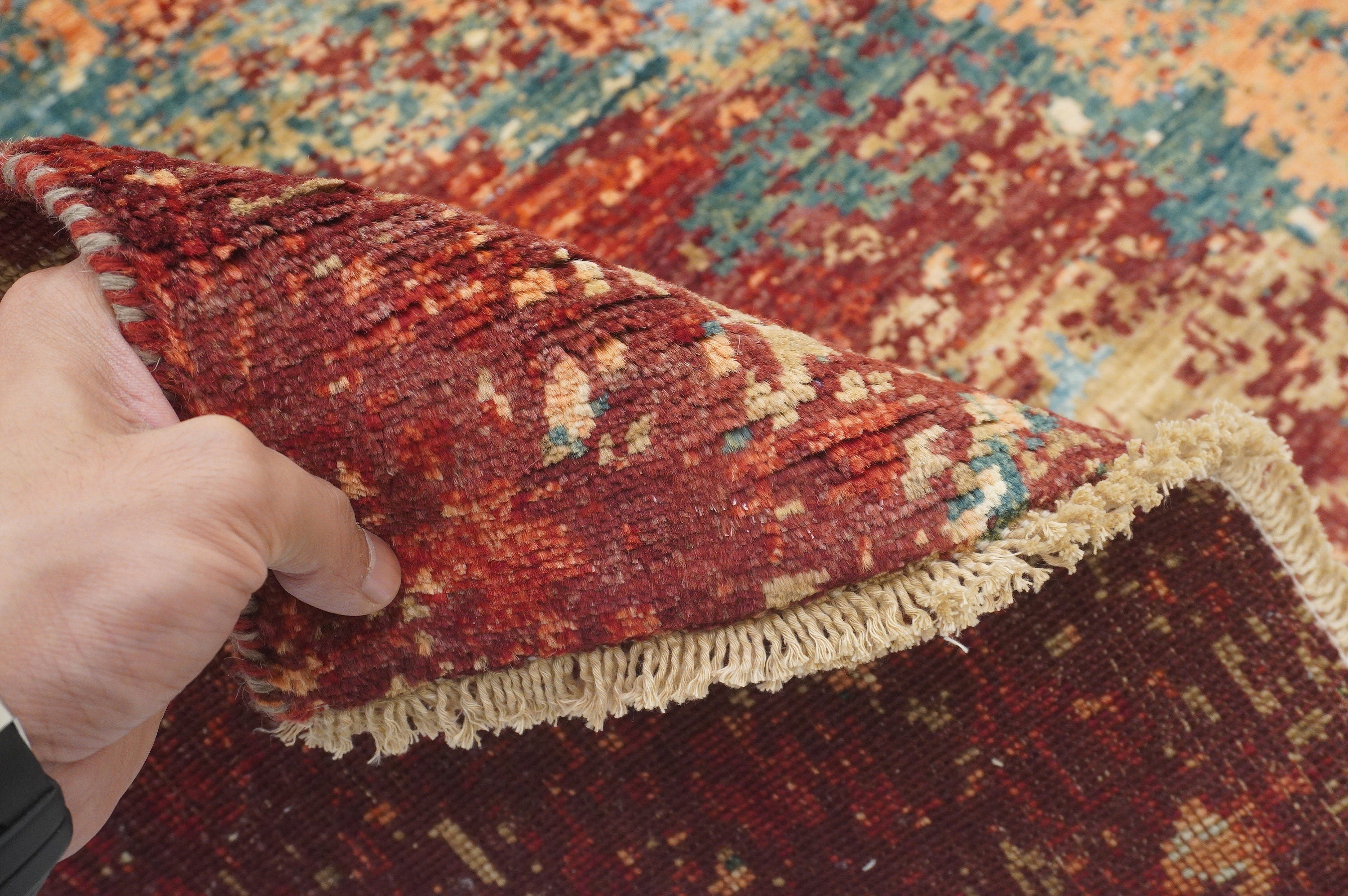 8x10 Red Modern Mamluk Hand knotted Turkish Medallion Area Rug - Yildiz Rugs