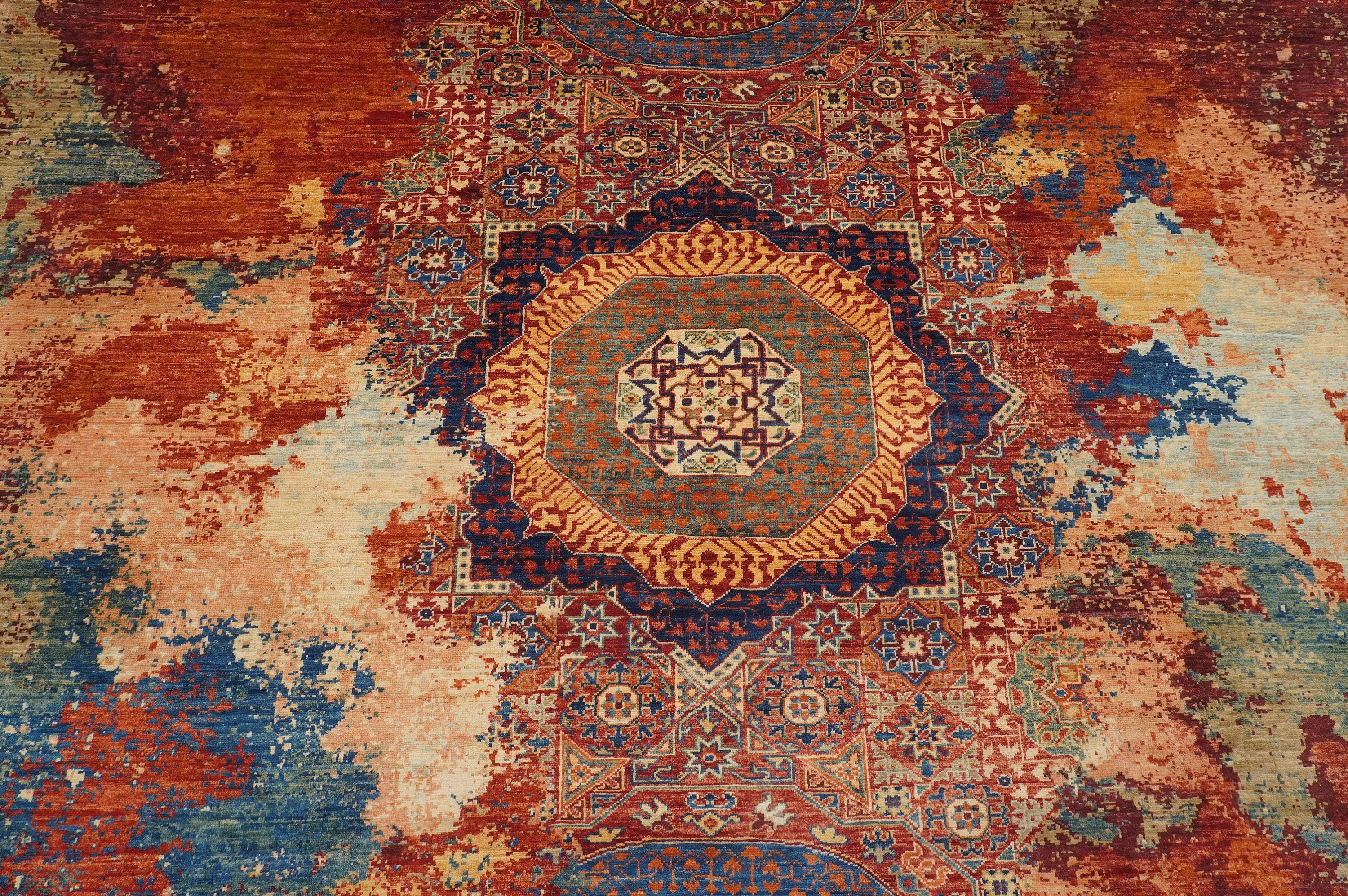 8x10 Red Modern Mamluk Hand knotted Turkish Medallion Area Rug - Yildiz Rugs