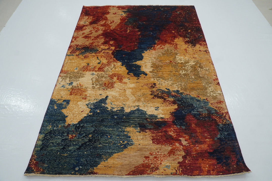 5x7 Modern Abstract Multicolor Afghan Hand knotted Rug - Yildiz Rugs