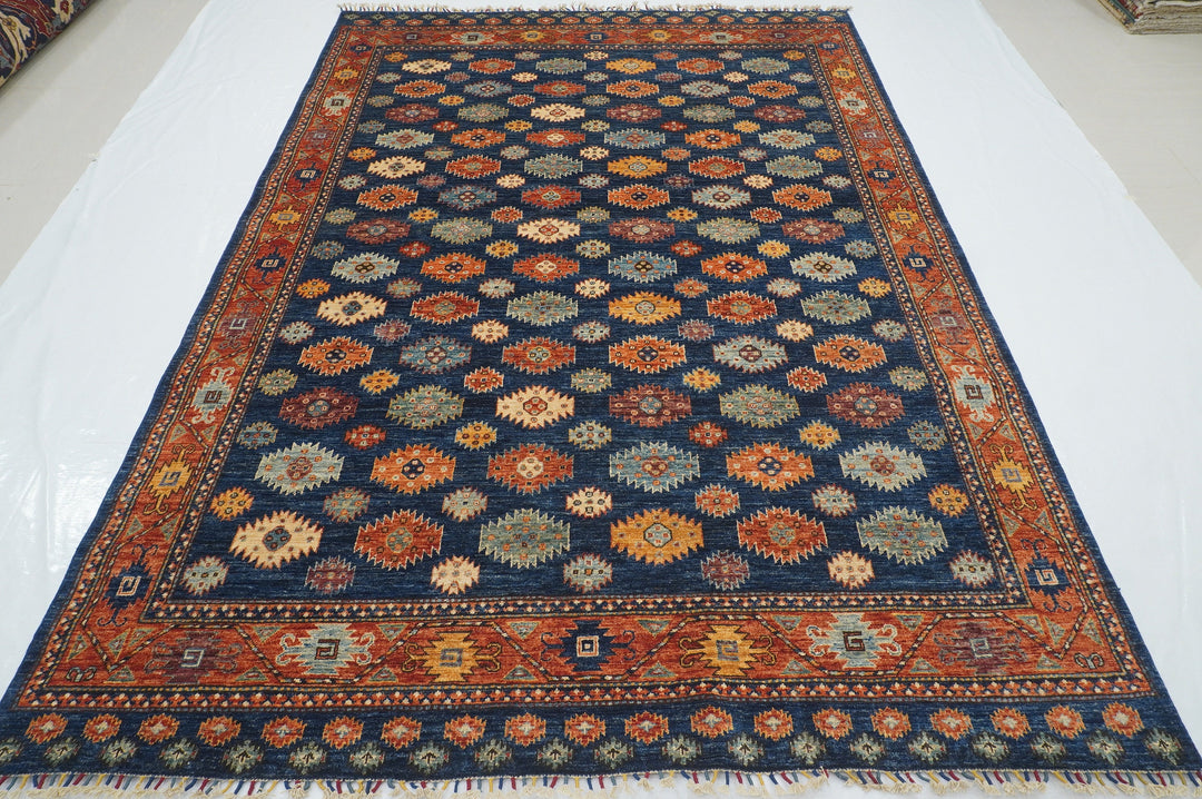 SOLD 7x10 Navy Blue Ersari Tribal Yomut Afghan Hand knotted Oriental Area Rug