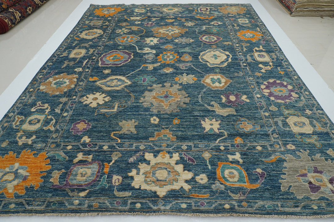 9x12 Muted Green Oushak Turkish Hand knotted Rug