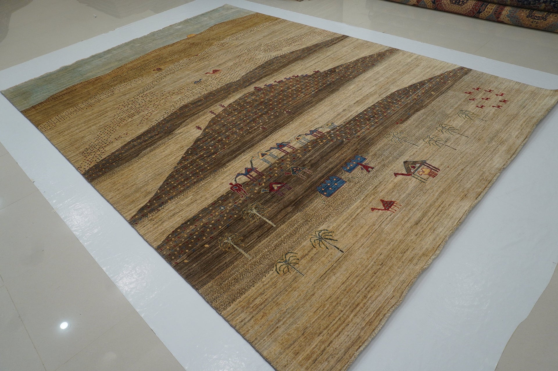 9x12 Gabbeh Brown Taupe Gray landscape Tribal Rug - Yildiz Rugs