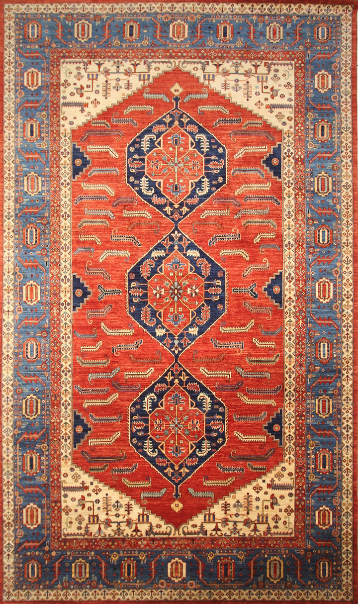 10x16 Heriz Red Afghan Hand knotted Wool Oriental Medallion Area Rug - Yildiz Rugs