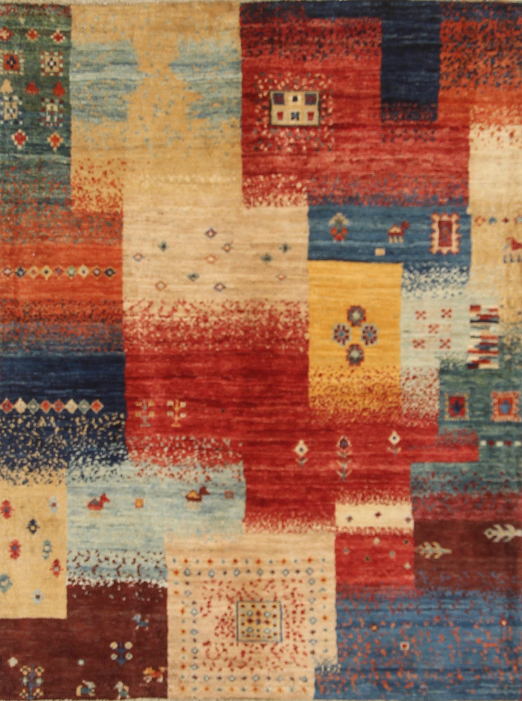 3x4 Nomadic Gabbeh Multicolor Tribal Hand knotted Accent Rug - Yildiz Rugs