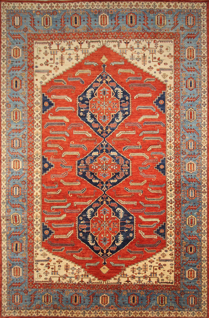 9x14 Heriz Rusty Red Persian Style Hand Knotted Oriental Area Rug - Yildiz Rugs