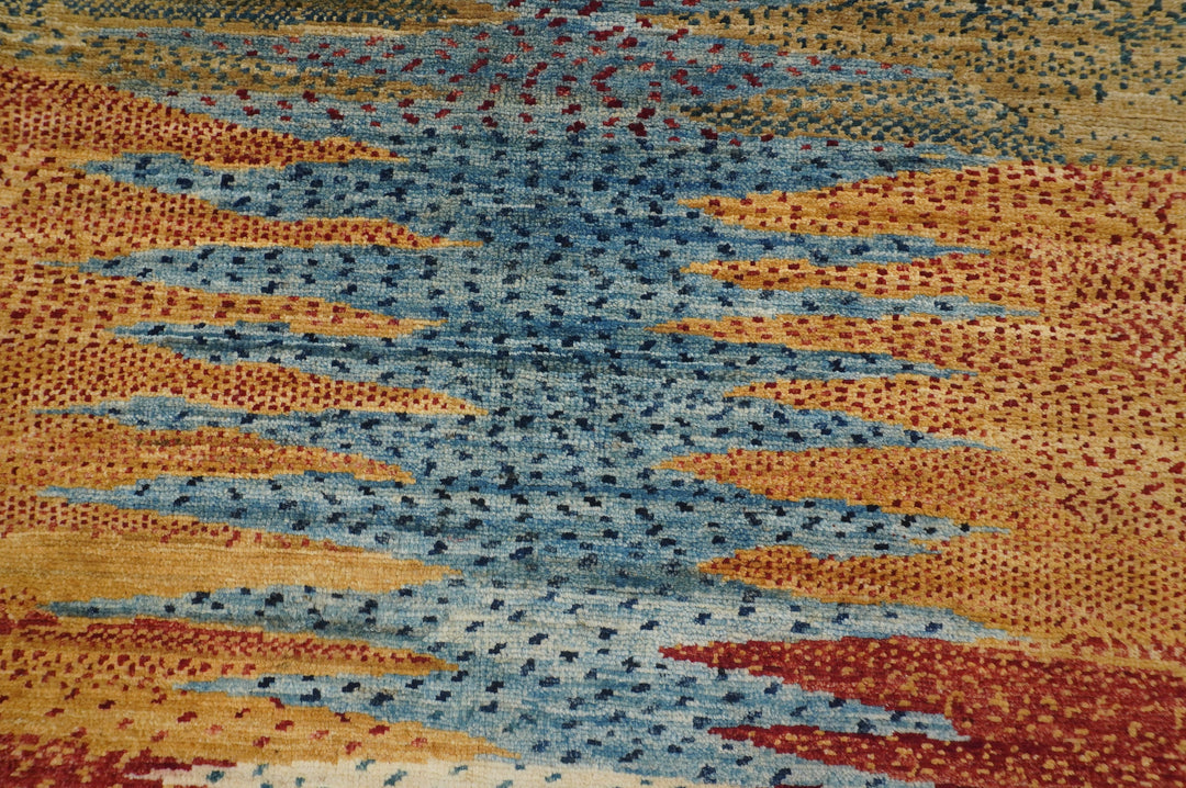 6x9 Modern Polka Dot Blue Multicolor Afghan Abstract Gabbeh Rug