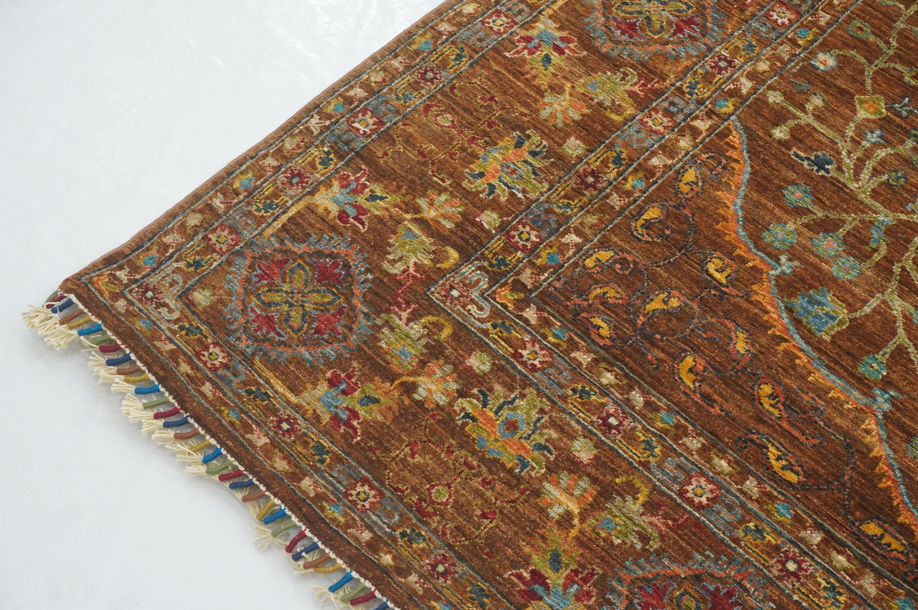 6x8 Brown Oushak Turkish Hand Knotted Medallion Area Rug - Yildiz Rugs