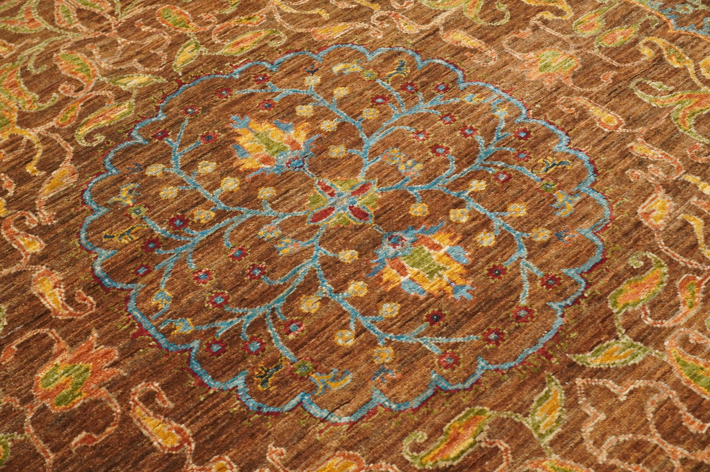 6x8 Brown Oushak Turkish Hand Knotted Medallion Area Rug - Yildiz Rugs