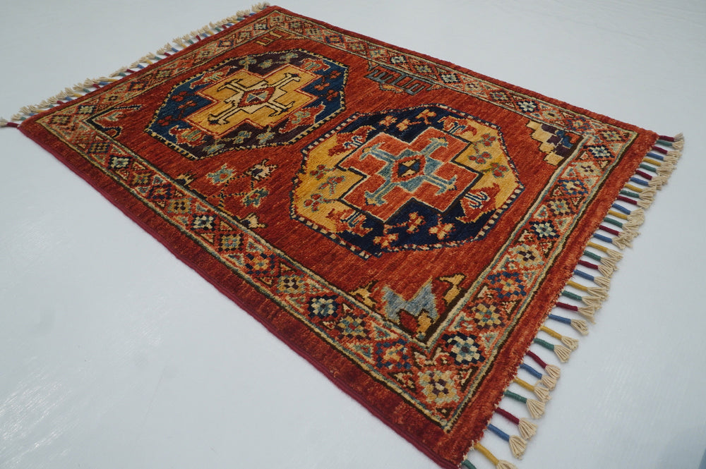 2x3 Red Ersari Afghan Hand knotted Rug - Yildiz Rugs