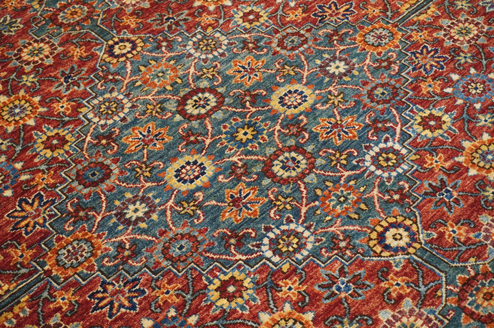 9x12 Bidjar Red Beige Blue Afghan Hand knotted Oriental Rug - Yildiz Rugs