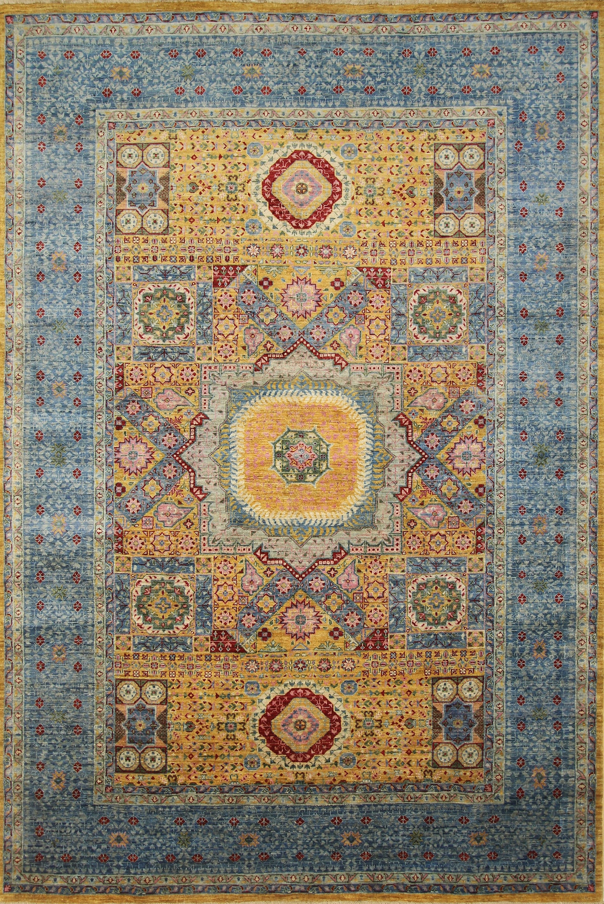 7x10 Orange Mamluk Hand knotted Turkish Medallion Rug - Yildiz Rugs