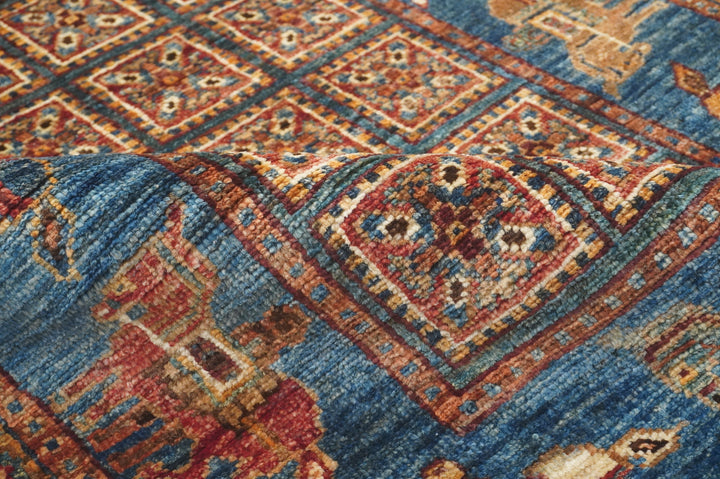 10 ft Blue Pazyryk Afghan Hand Knotted Oriental Runner Rug - Yildiz Rugs