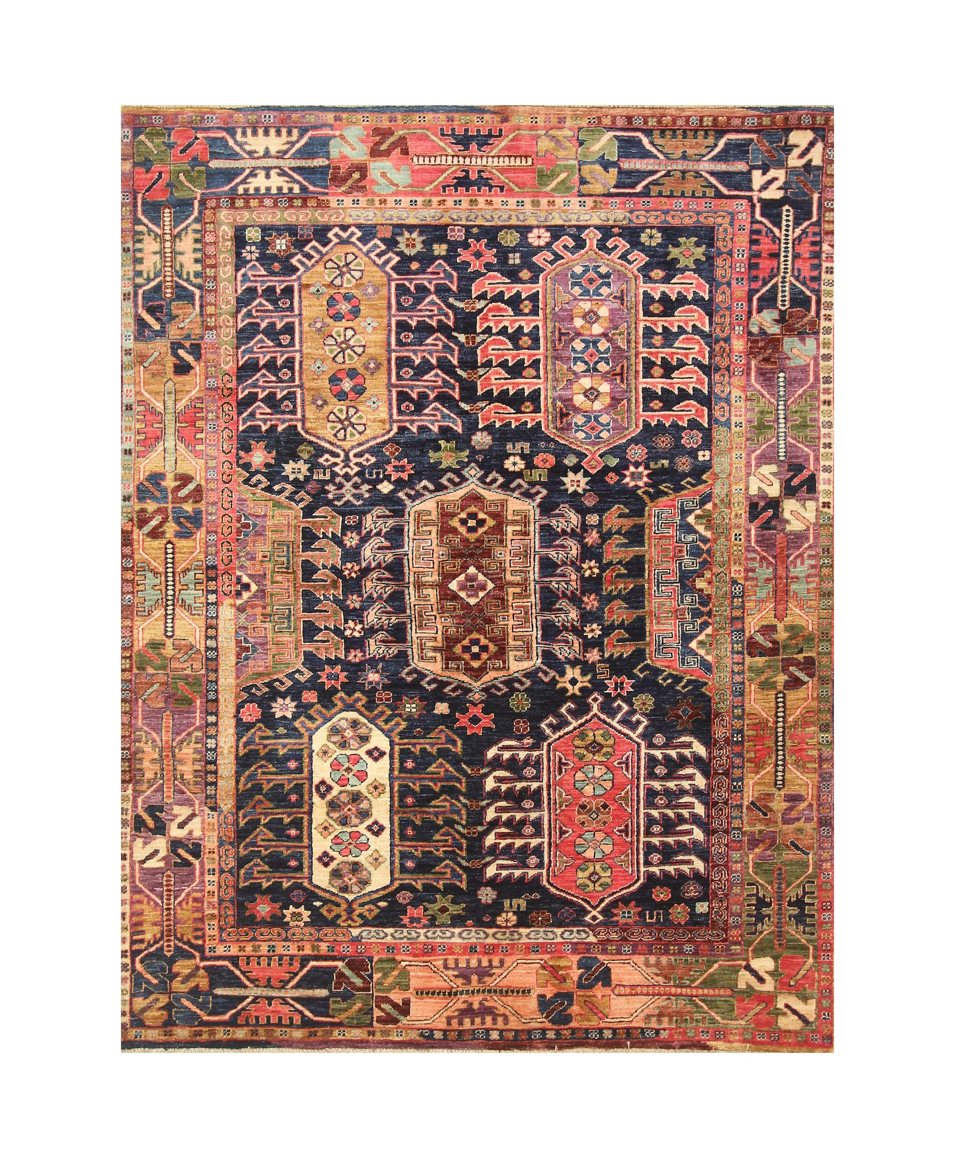 5x7 Tribal Baluch Navy Blue Afghan Hand knotted Rug - Yildiz Rugs