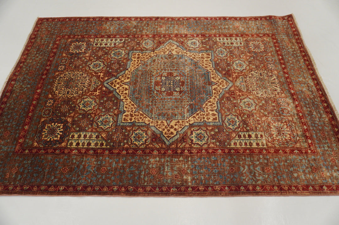 4x6 Mamluk Brown Turkish Hand Knotted Medallion Rug - Yildiz Rugs