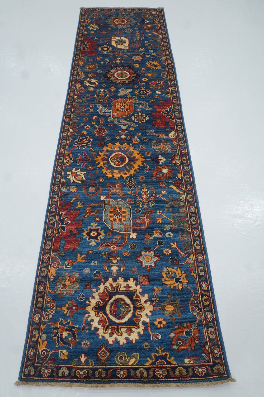 10 ft Bidjar Dark Blue Persian Style Hand knotted Oriental Runner Rug - Yildiz Rugs