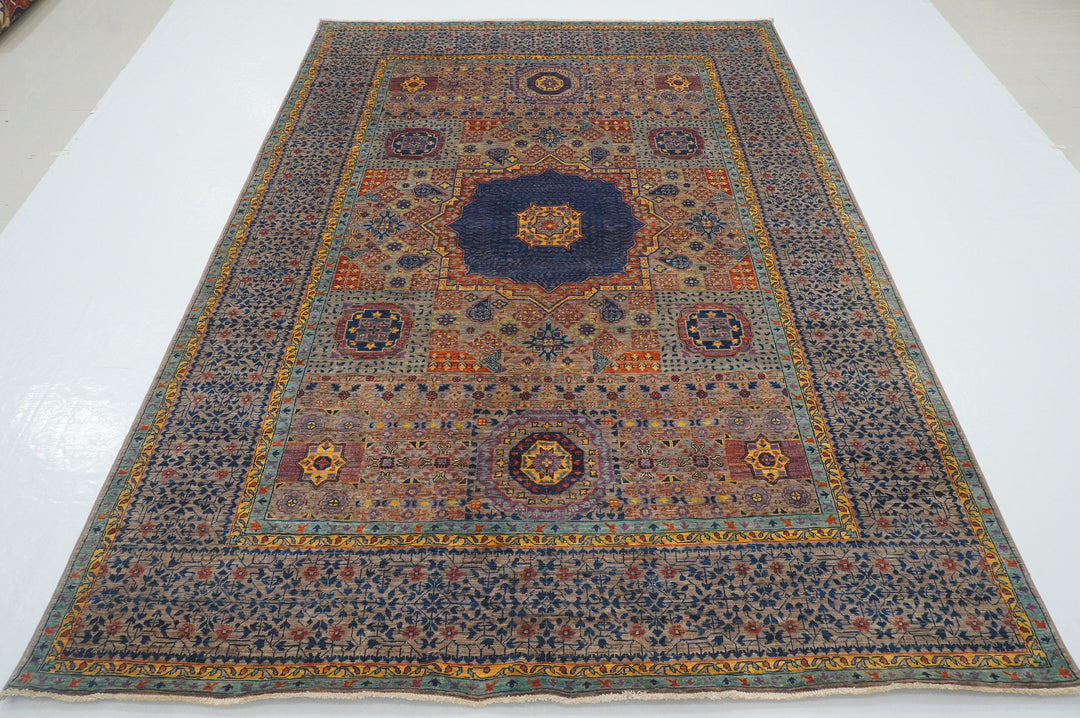 6x9 Gray Mamluk Turkish Hand knotted Medallion Rug - Yildiz Rugs