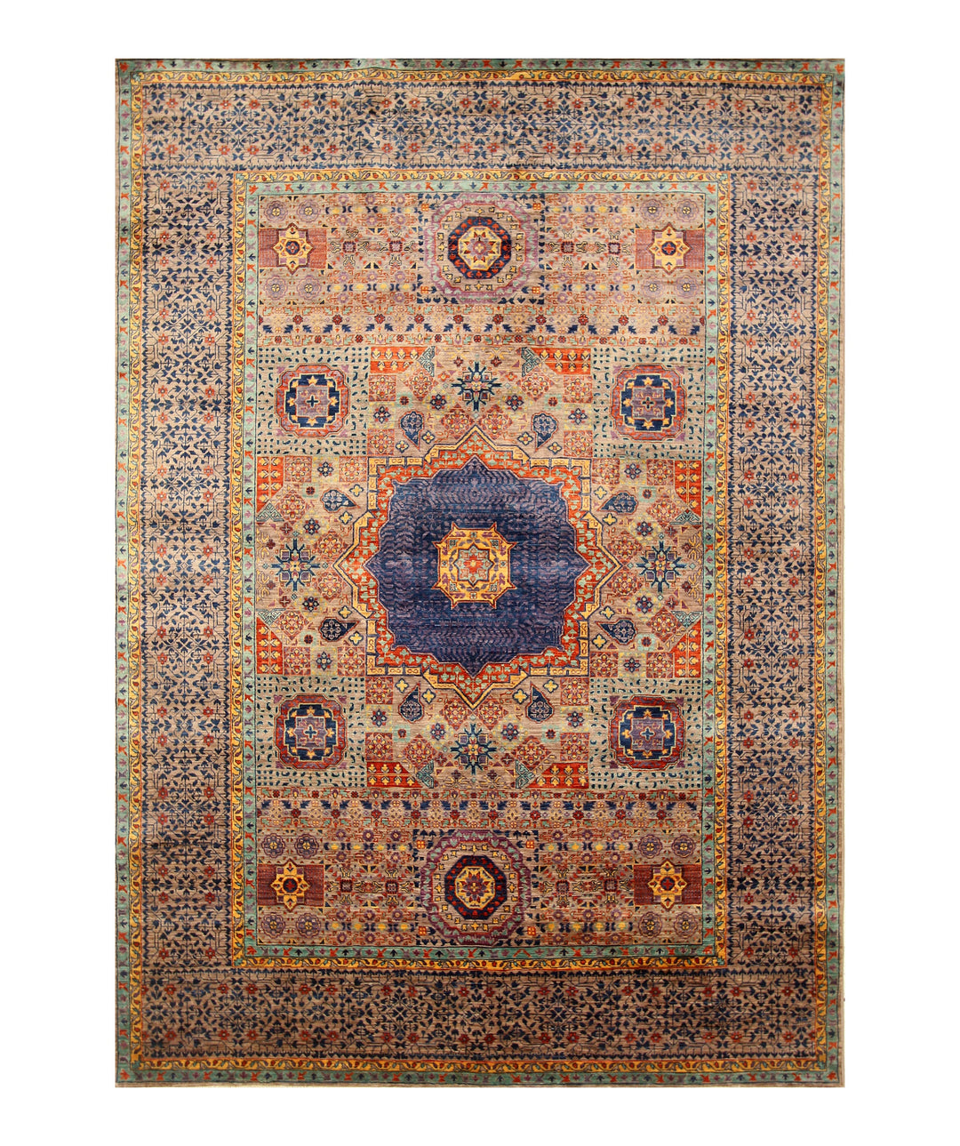 6x9 Gray Mamluk Turkish Hand knotted Medallion Rug - Yildiz Rugs