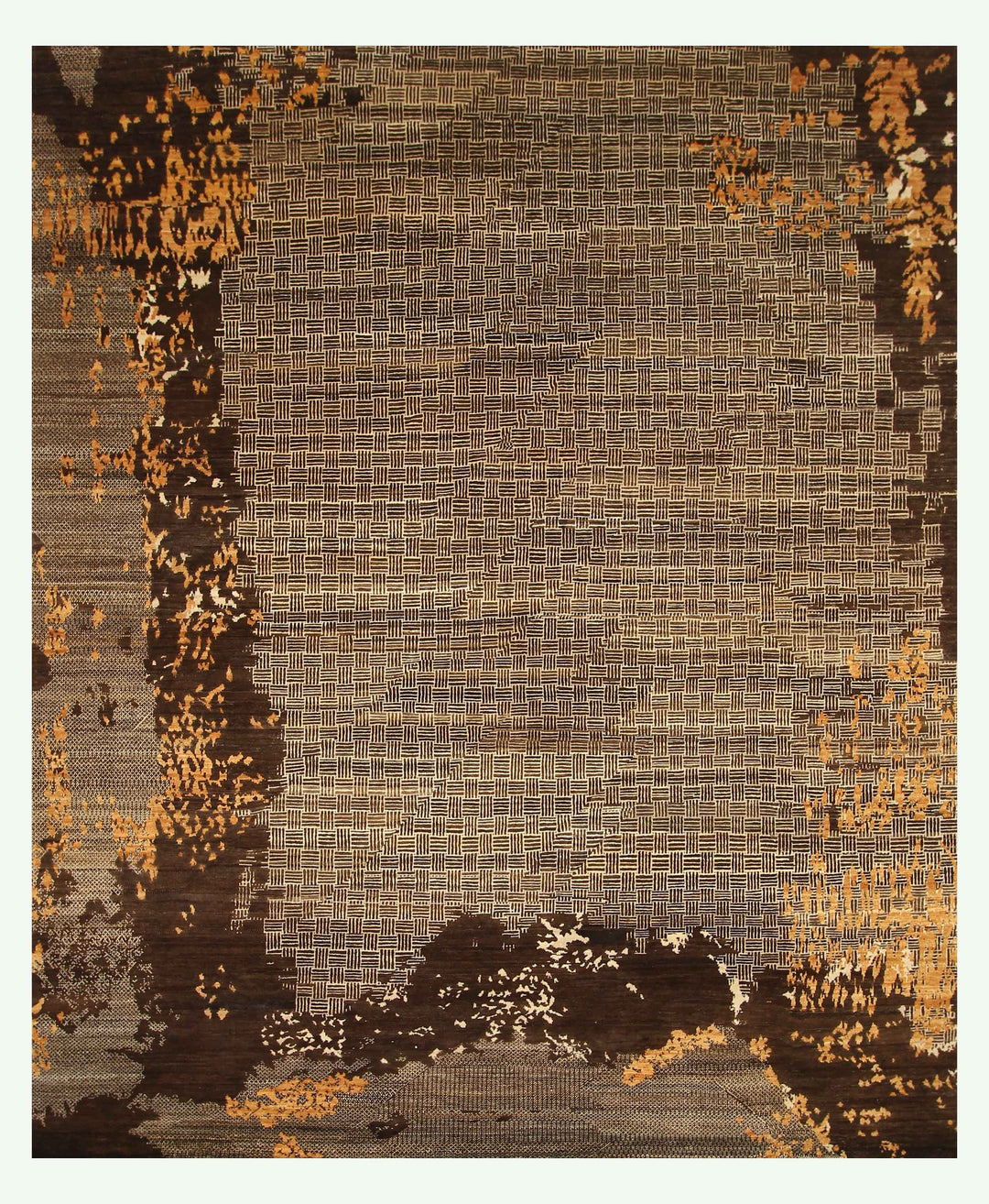 8x10 Brown Modern Afghan Hand knotted Abstract Rug - Yildiz Rugs