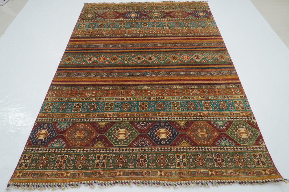 6x8 Tribal Multicolor Afghan Hand knotted Rug - Yildiz Rugs