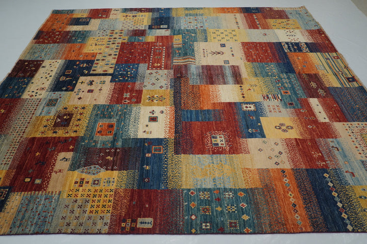 8x10 Tribal Gabbeh Multicolor Afghan Hand knotted Rug