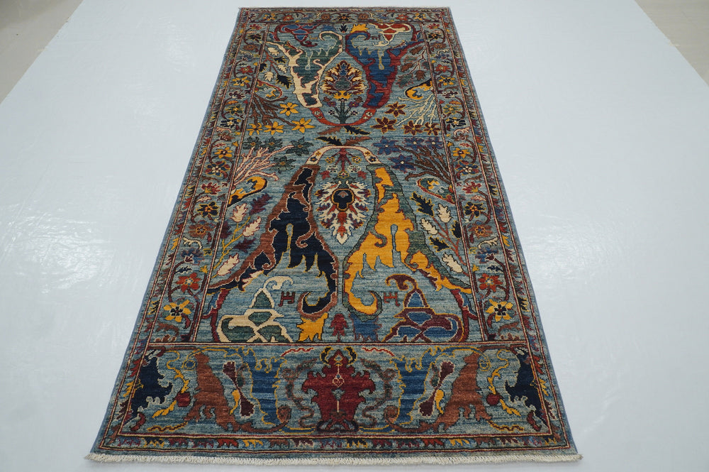 4x8 Blue Bidjar Afghan Hand knotted Oriental Wide Runner Rug - Yildiz Rugs