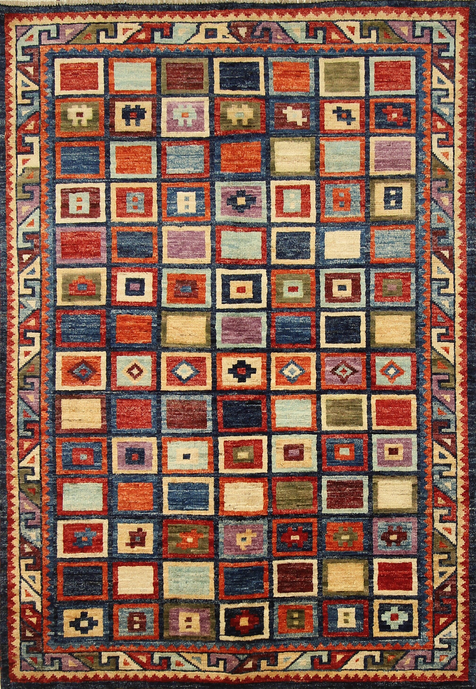 4x6 Tribal Gabbeh Navy Blue Afghan Hand knotted Rug - Yildiz Rugs