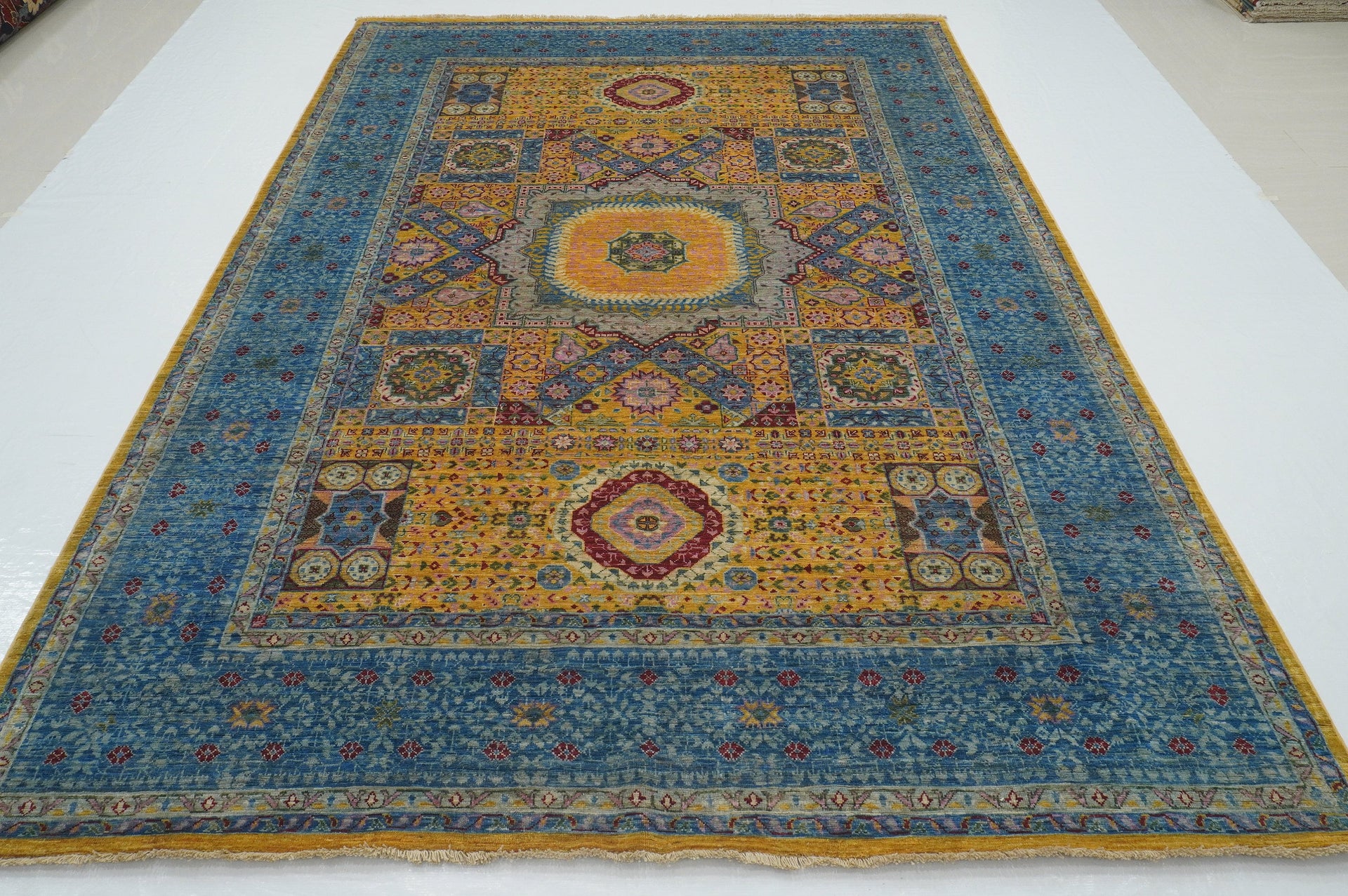 7x10 Orange Mamluk Hand knotted Turkish Medallion Rug - Yildiz Rugs