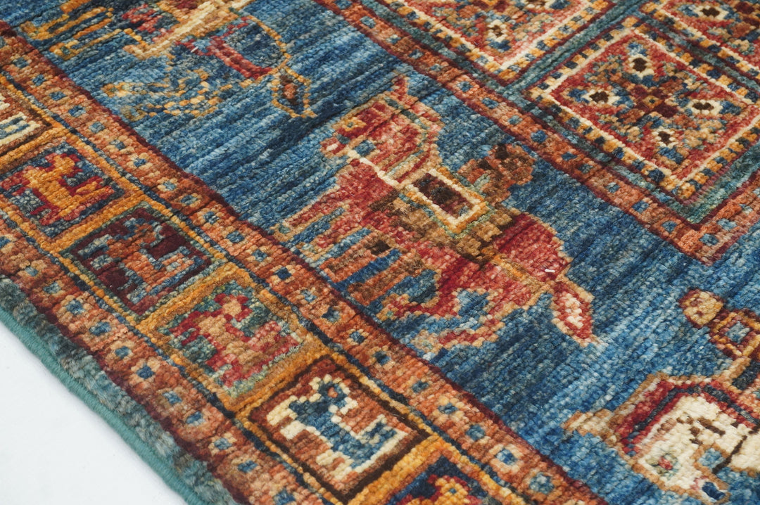 10 ft Blue Pazyryk Afghan Hand Knotted Oriental Runner Rug - Yildiz Rugs