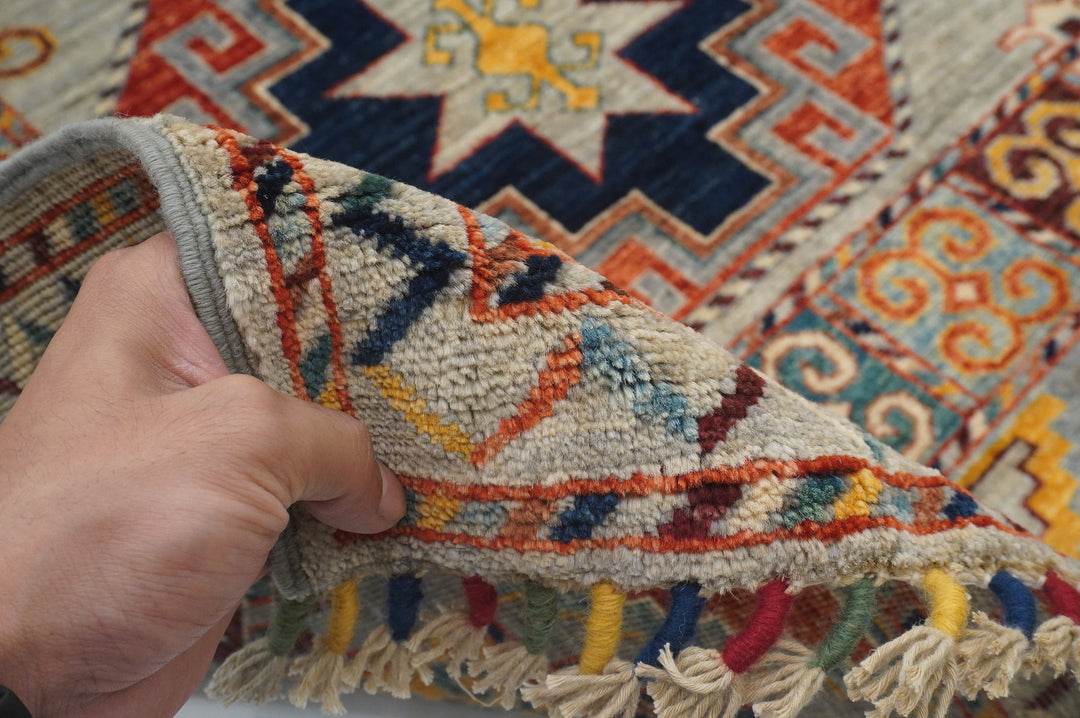 Sold 8x10 Gray Ersari Turkmen Afghan hand knotted Tribal Rug