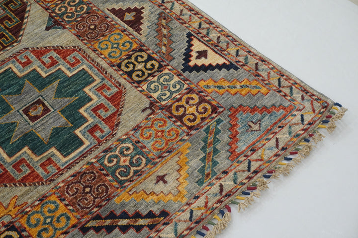 Sold 8x10 Gray Ersari Turkmen Afghan hand knotted Tribal Rug