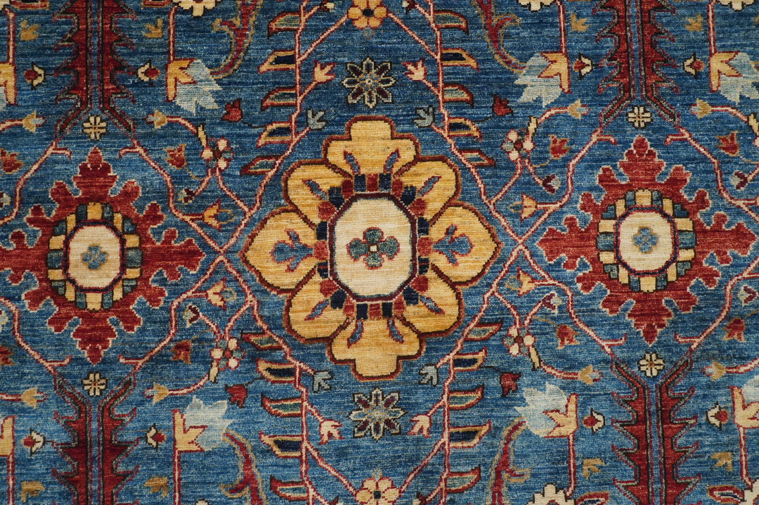 8x10 Blue Heriz Afghan Hand knotted Oriental Rug - Yildiz Rugs