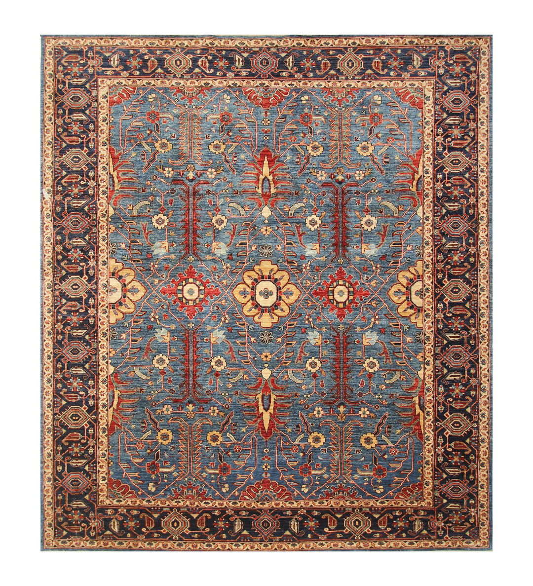 8x10 Blue Heriz Afghan Hand knotted Oriental Rug - Yildiz Rugs