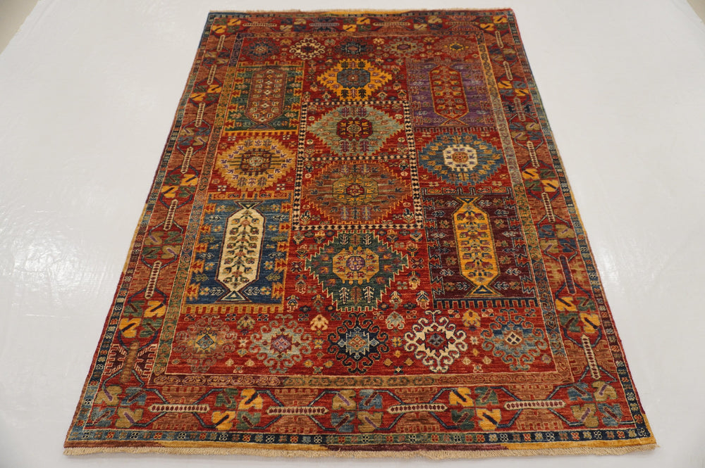 5x7 Rusty Red Baluch Samarkand Afghan Hand knotted Area Rug - Yildiz Rugs