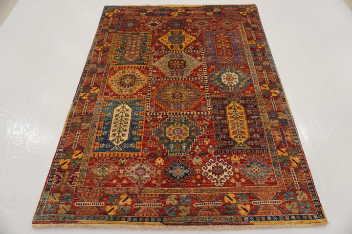 5x7 Rusty Red Baluch Samarkand Afghan Hand knotted Area Rug - Yildiz Rugs