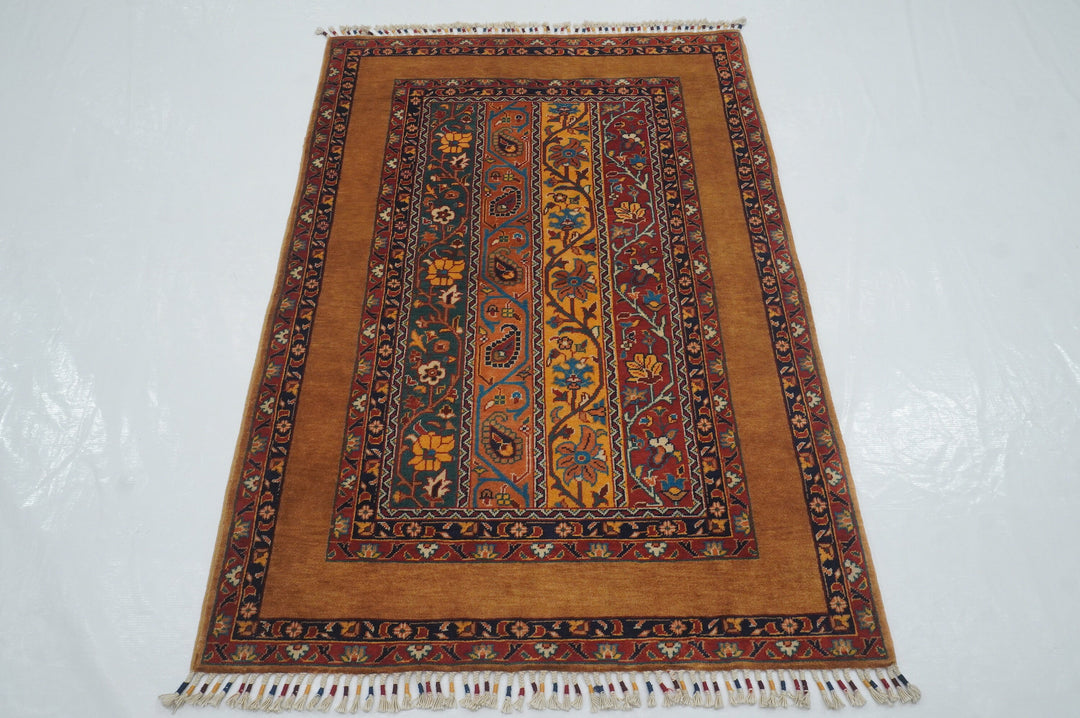 3x5 Brown Turkish Shawl Pattern Hand Knotted Tribal Rug - Yildiz Rugs