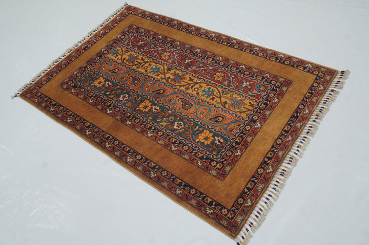 3x5 Brown Turkish Shawl Pattern Hand Knotted Tribal Rug - Yildiz Rugs