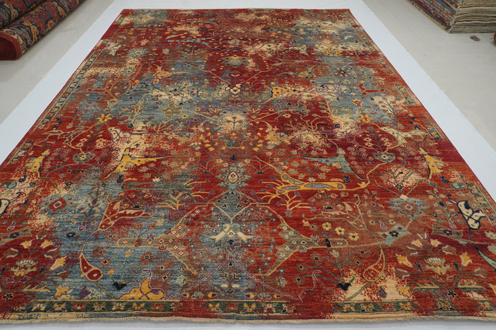 9x12 Rusty Red Blue Bidjar Hand knotted Modern Oriental Area Rug - Yildiz Rugs