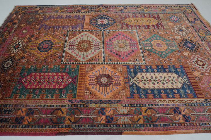 7x10 Brown Tribal Afghan Baluch Samarkand Hand knotted Rug - Yildiz Rugs