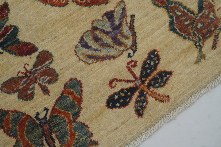 2x3 Butterfly Gabbeh Beige Afghan Hand knotted Rug - Yildiz Rugs