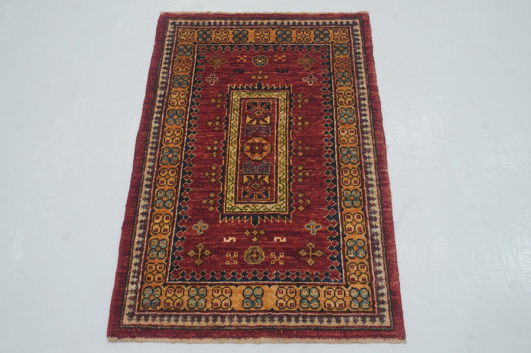 2x3 Red Baluch Afghan Hand knotted Tribal Accent Rug - Yildiz Rugs