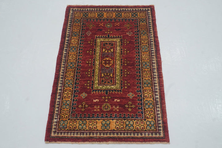 2x3 Red Baluch Afghan Hand knotted Tribal Accent Rug - Yildiz Rugs