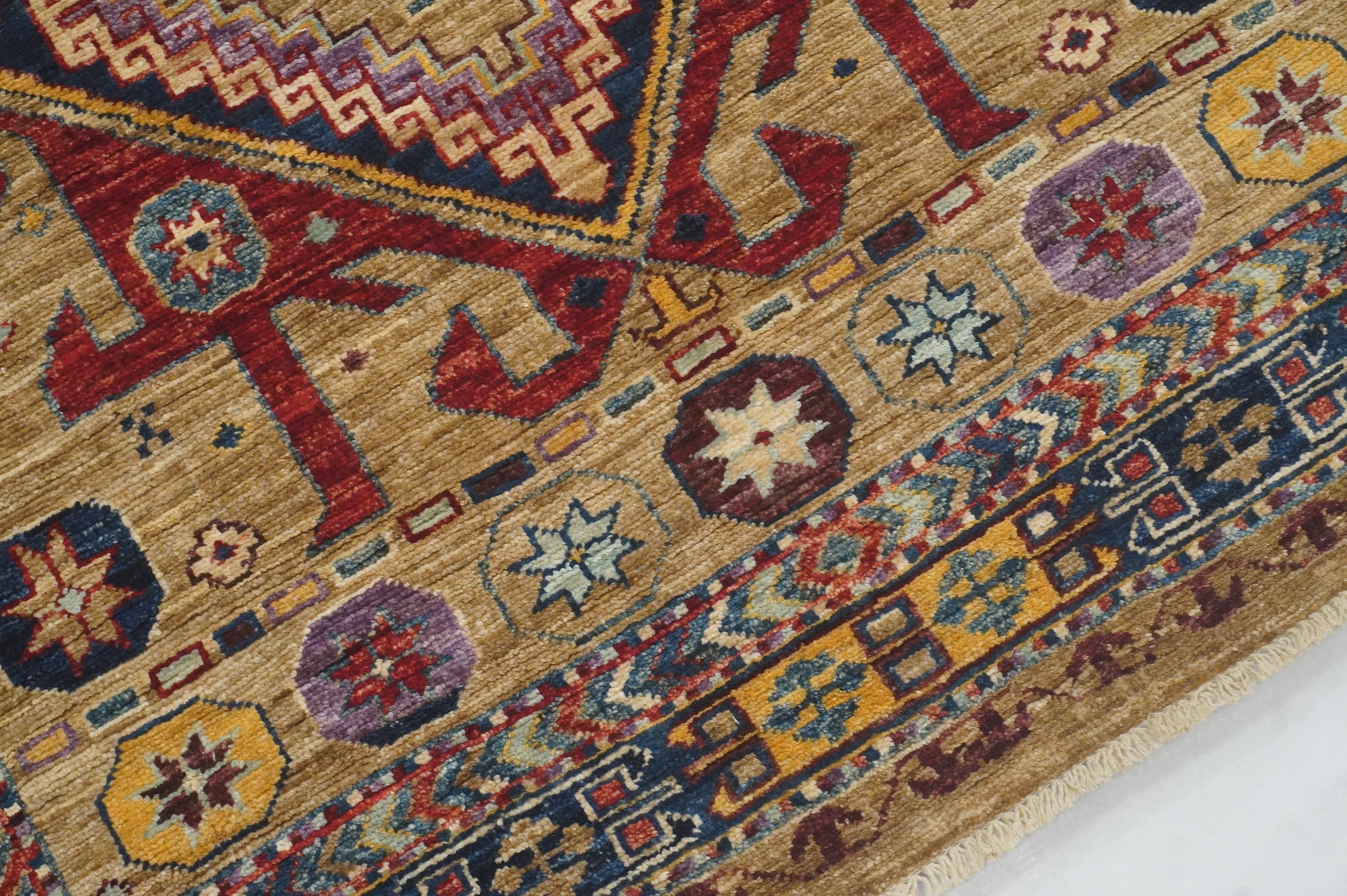 4x10 Kazak Taupe Gray Afghan Hand knotted Wide Runner Rug - Yildiz Rugs