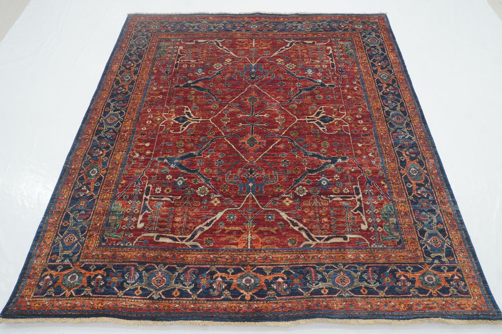 6x6 Bidjar Deep Red Hand knotted Square Oriental Rug - Yildiz Rugs